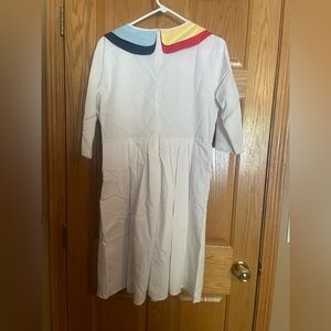 Colorful Collar White Women’s Dress